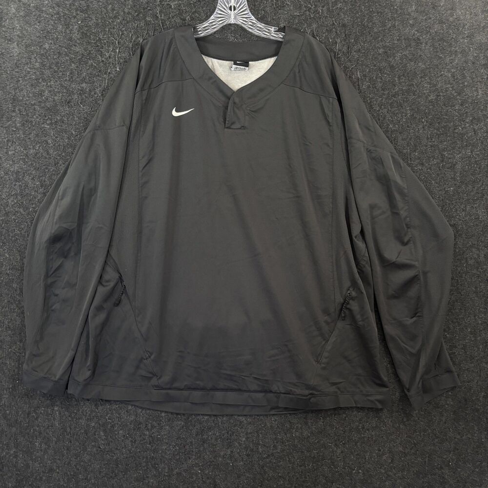Nike Windbreaker Jacket Men's XXL Gray V-Neck Golf Lined Pullover Pockets